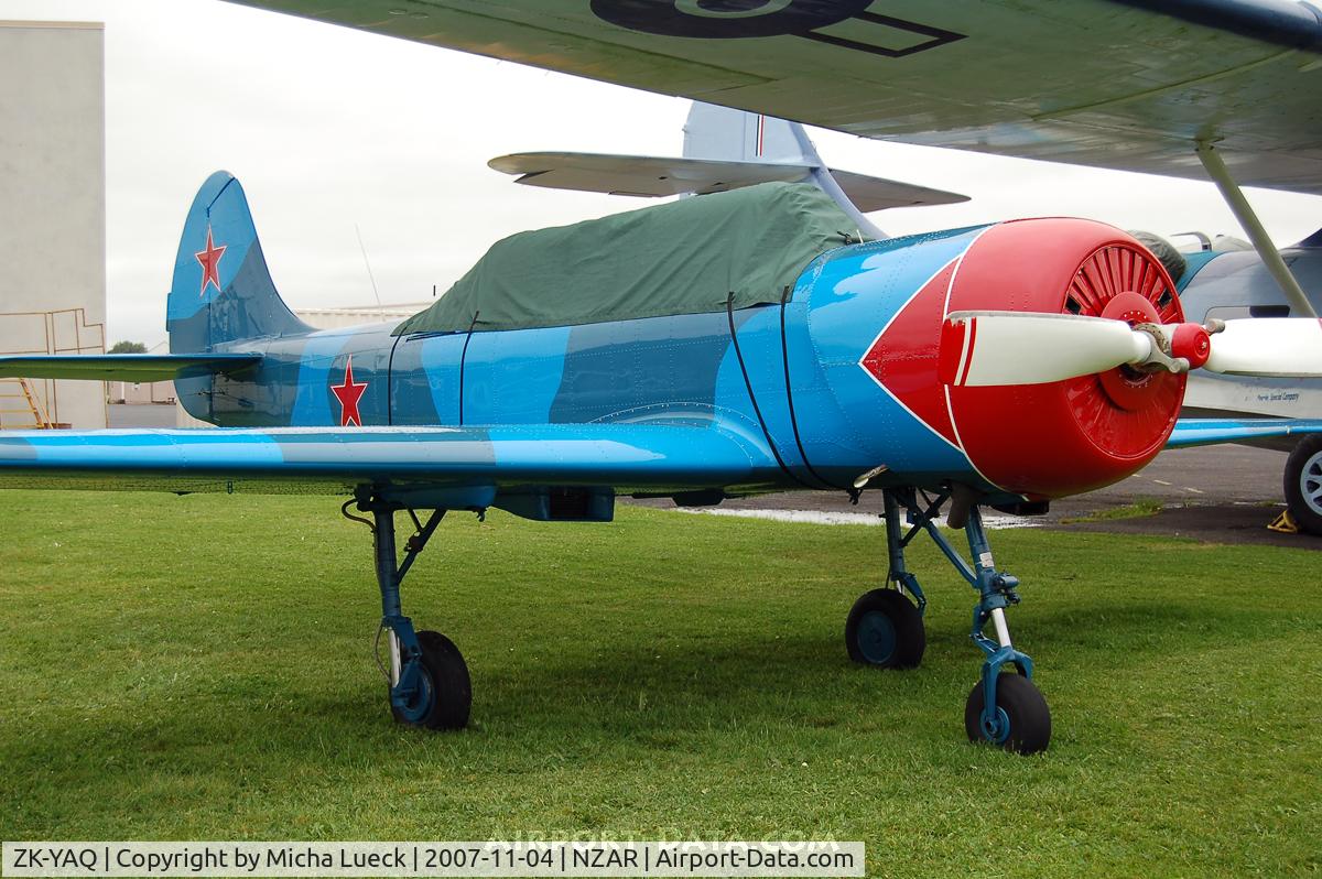 ZK-YAQ, Bacau Yak-52 C/N 844515, Parked next to the Catalina ZK-PBY at Ardmore