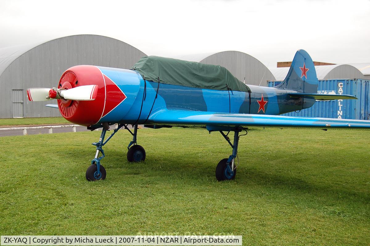ZK-YAQ, Bacau Yak-52 C/N 844515, Parked next to the Catalina ZK-PBY at Ardmore