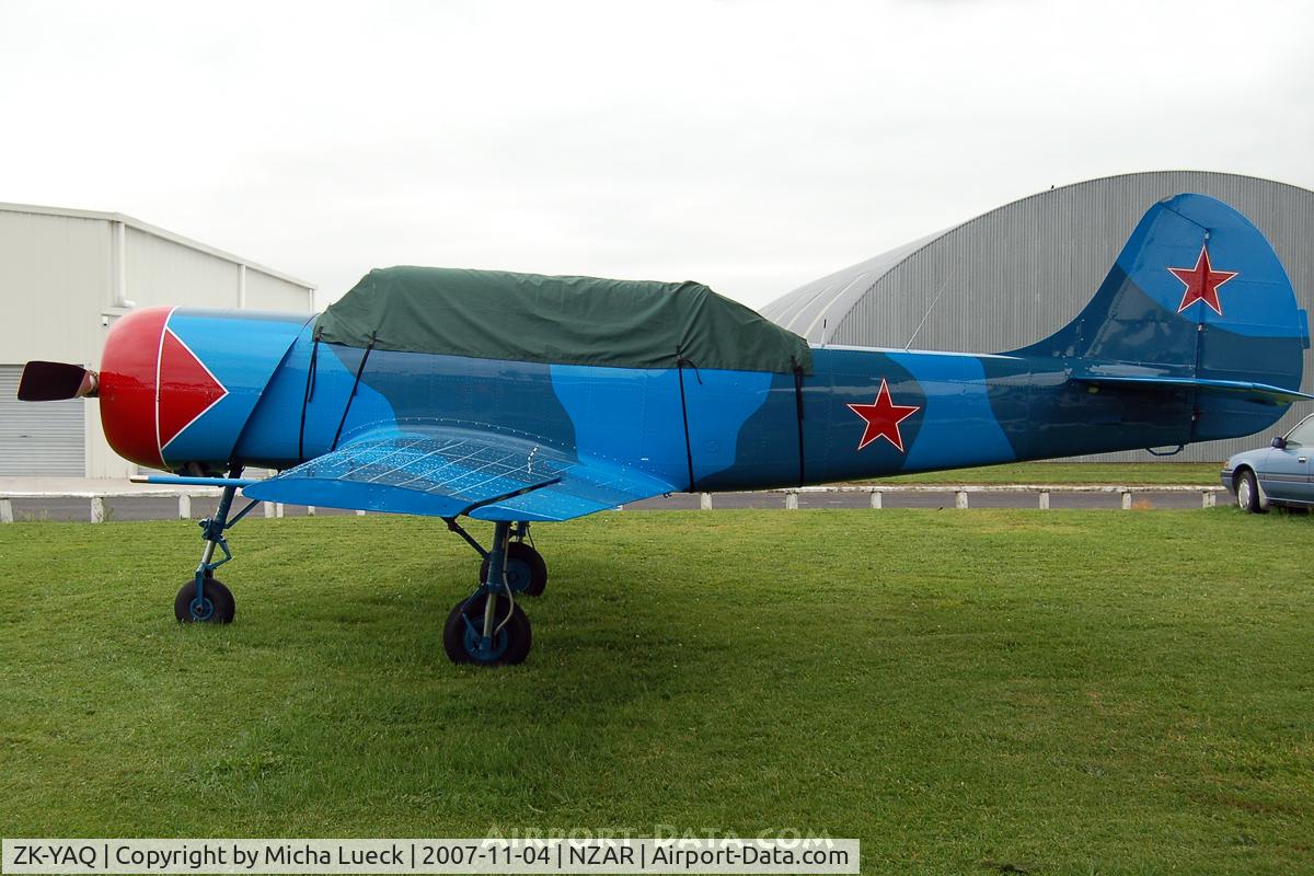 ZK-YAQ, Bacau Yak-52 C/N 844515, Parked next to the Catalina ZK-PBY at Ardmore