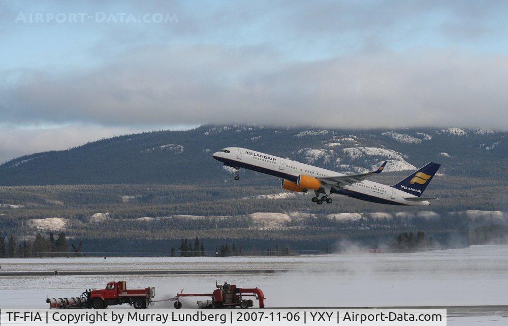 TF-FIA, 2000 Boeing 757-256 C/N 29310, Leaving Whitehorse on an around-the-world charter flight.
