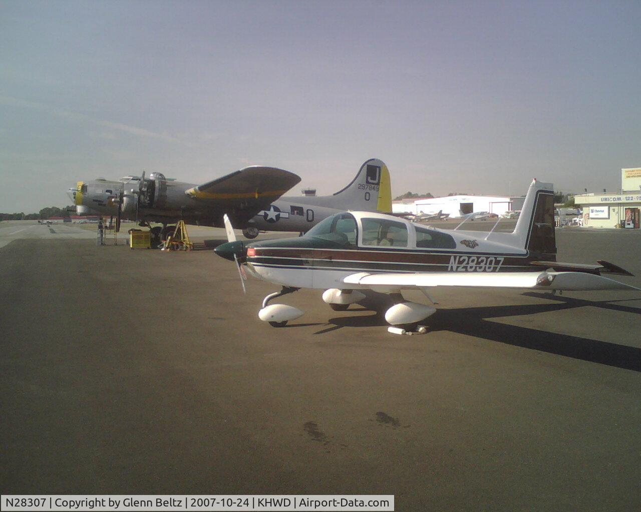 N28307, 1977 Grumman American AA-5B Tiger C/N AA5B0551, Cool airplane to park next to