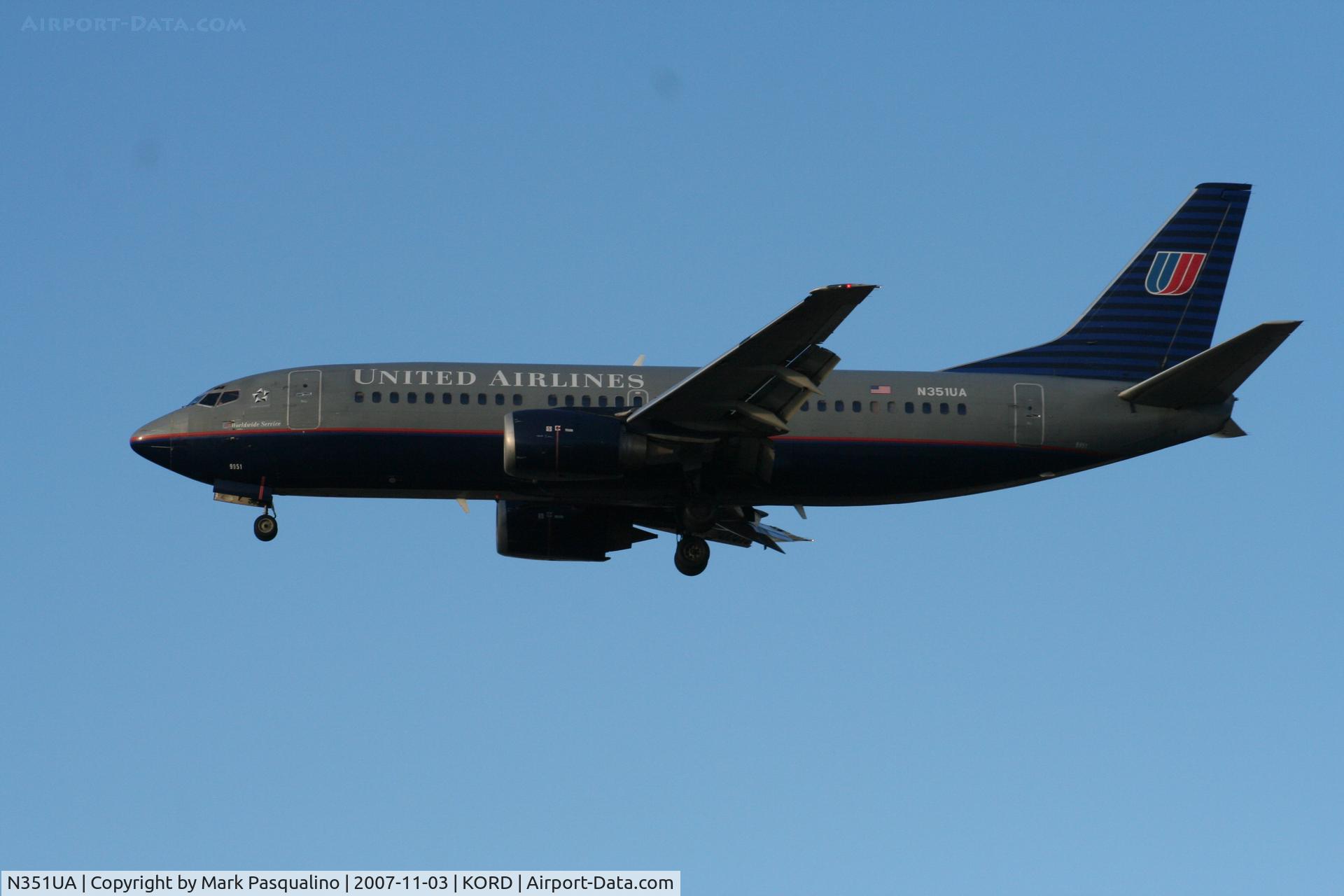 N351UA, 1989 Boeing 737-322 C/N 24319, Boeing 737-300