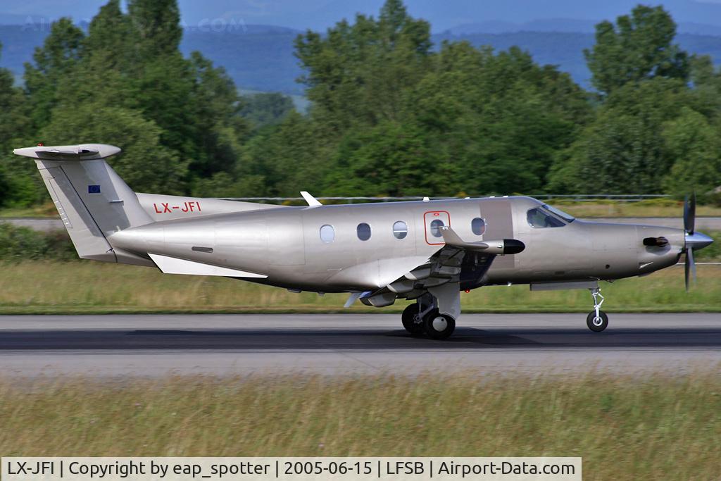 LX-JFI, 2004 Pilatus PC-12/45 C/N 574, departing rwy 16