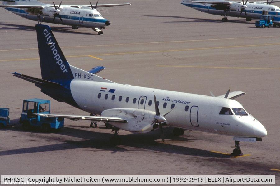 PH-KSC, 1990 Saab 340B C/N 340B-179, KLM Cityhopper - Note the F27 from Luxair in the background