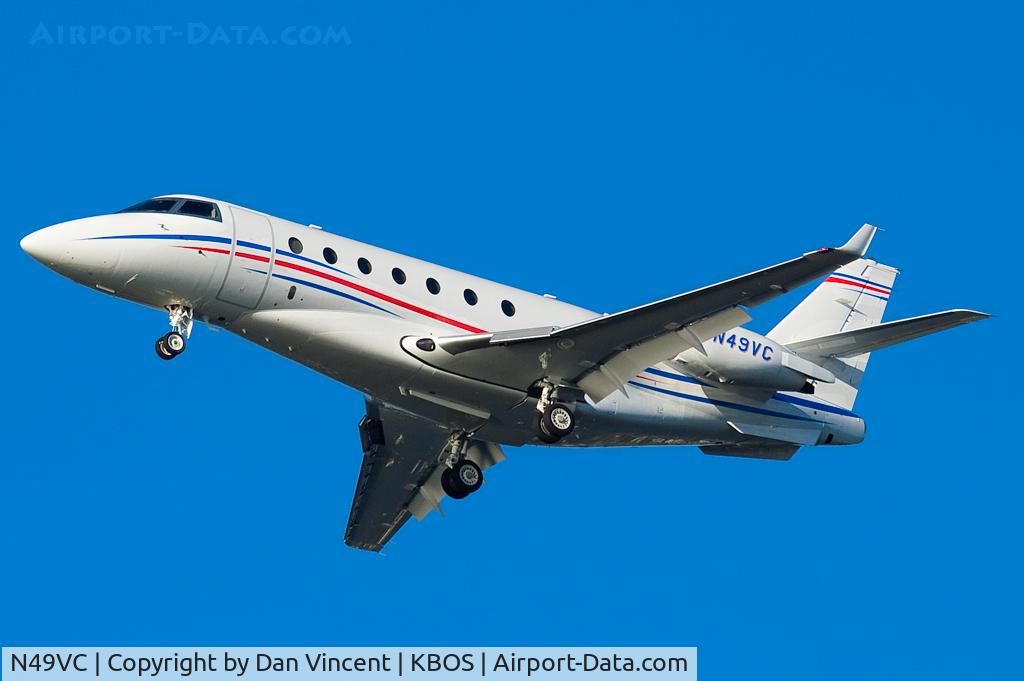 N49VC, 2007 Israel Aircraft Industries Gulfstream 200 C/N 161, On short final for 27 at KBOS.