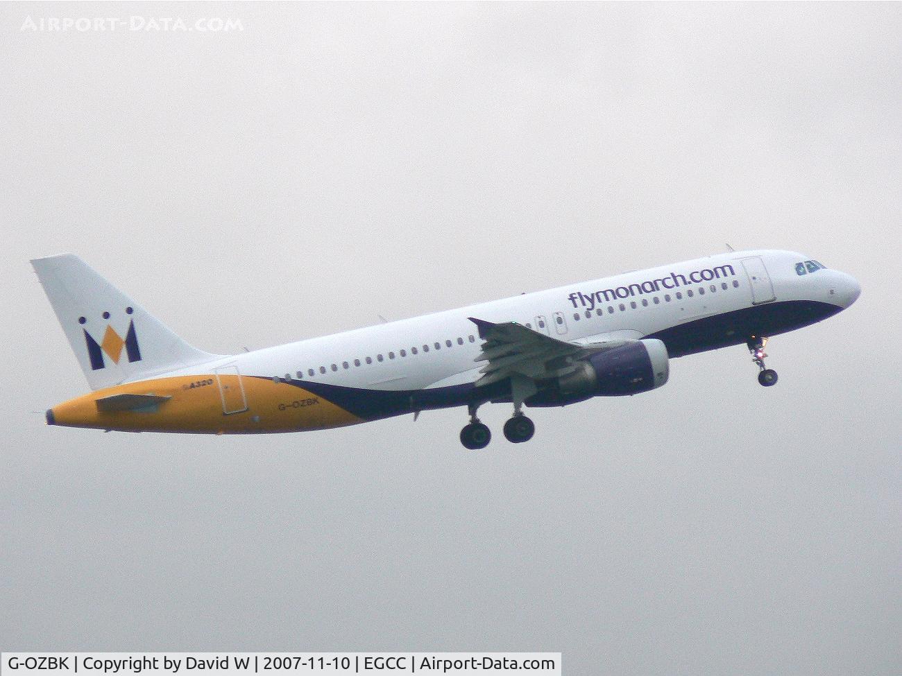 G-OZBK, 2000 Airbus A320-214 C/N 1370, Taking off from Manchester.