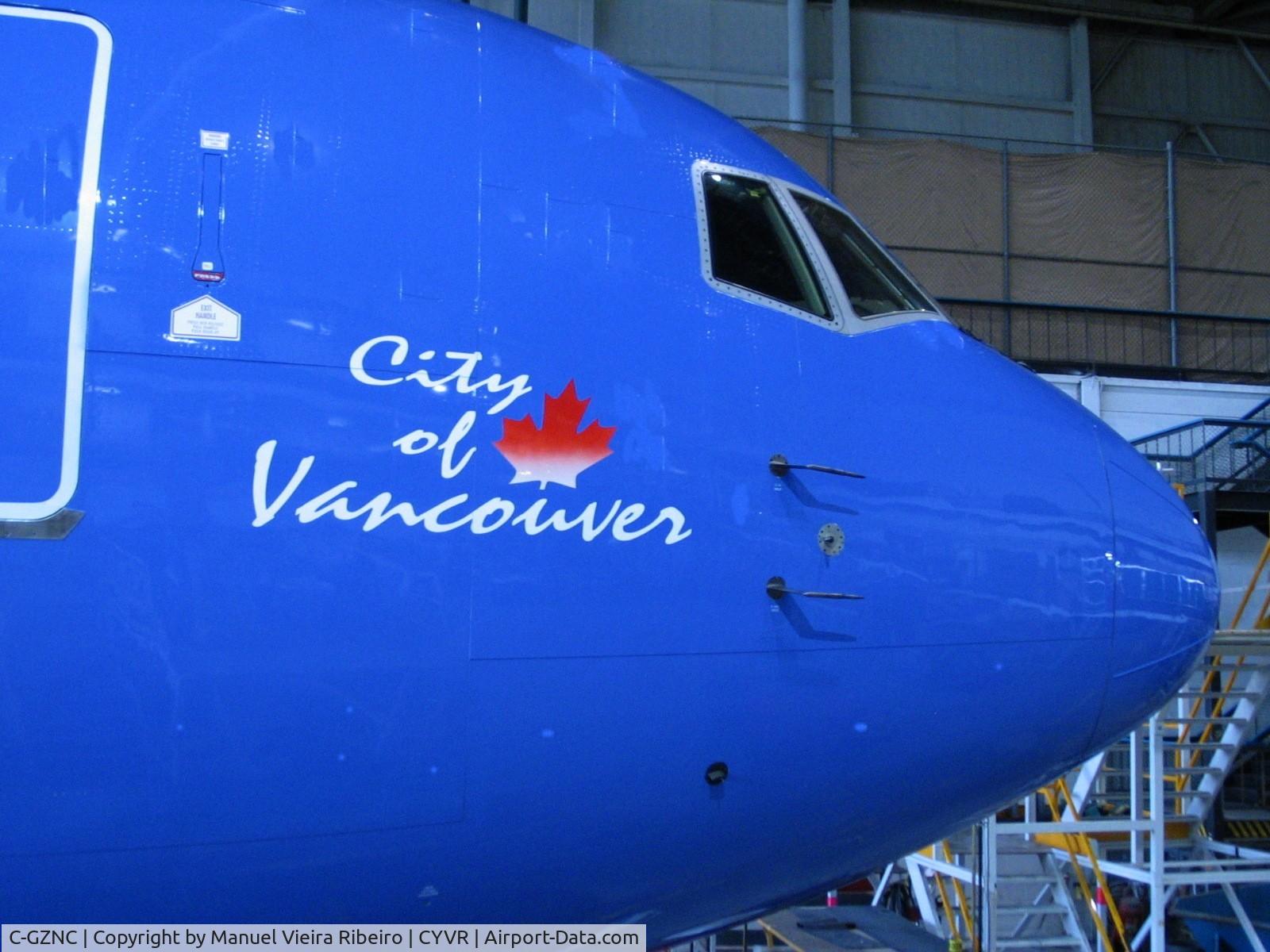 C-GZNC, 1995 Boeing 767-306/ER C/N 26263, close up of nose of C-GZNC,taken inside YVR airline hangar