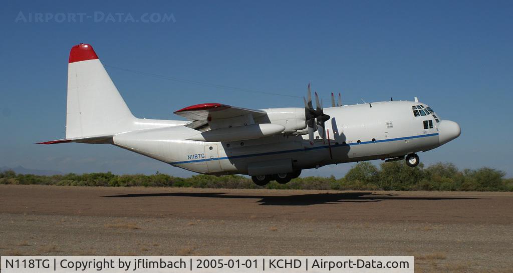 N118TG, 1957 Lockheed C-130A Hercules C/N 182-3219, On takeoff from Chandler Municipal, AZ