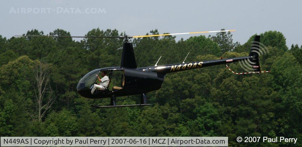 N449AS, 2003 Robinson R44 II C/N 10108, Whipping her way in, low too