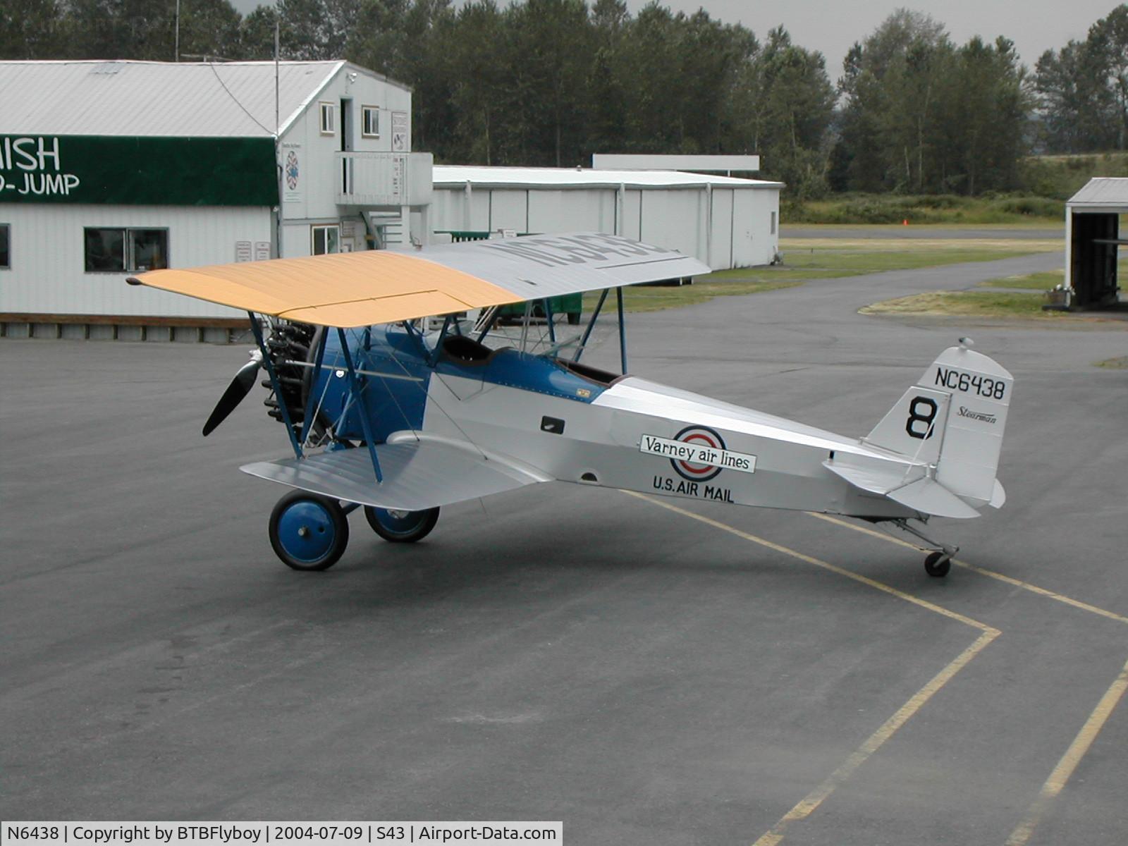 N6438, 1928 Stearman C3-B Sport Commercial C/N 169, First stop on trip from Blaine, WA to Blaine, MN