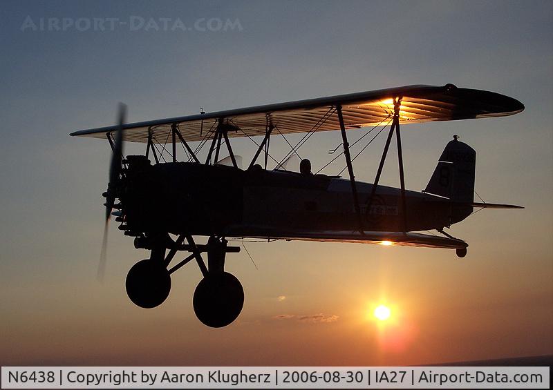 N6438, 1928 Stearman C3-B Sport Commercial C/N 169, Shot from Stearman C3R NC799H, Tom Lowe pilot. NC6348 being flown by Brent Taylor near Antique Airfield Blakesburg, IA
