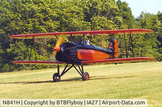 N841H, 1929 Great Lakes 2T-1A Sport Trainer C/N 20, Very original Menasco powered small tail Great Lakes on takeoff from Antique Airfield near Blakesburg, IA