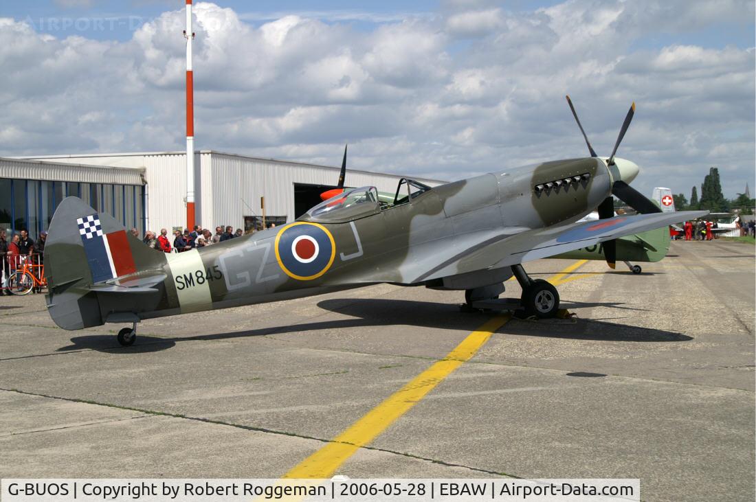 G-BUOS, 1945 Supermarine 394 Spitfire FR.XVIIIe C/N 6S/672224, SM845 32 Sqd RAF.16 th Antwerp Stampe Fly In.