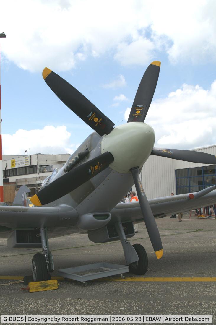 G-BUOS, 1945 Supermarine 394 Spitfire FR.XVIIIe C/N 6S/672224, SM845 32 Sqd RAF.16 th Antwerp Stampe Fly In.