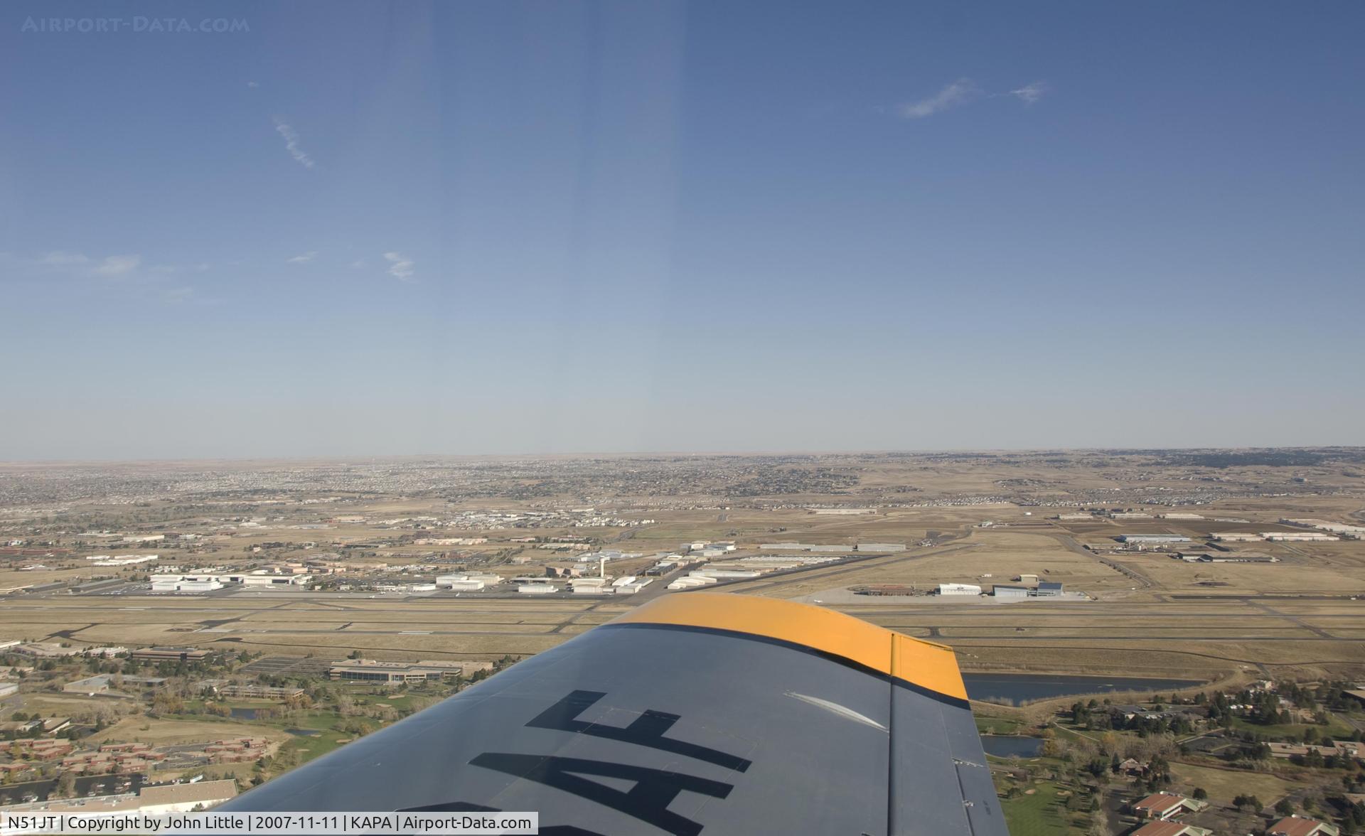 N51JT, 1946 North American P-51D Mustang C/N 122-41122 (44-74582), Looking out to the East over Centennial Airport