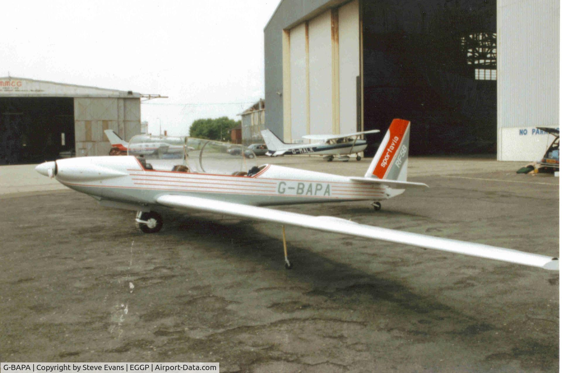 G-BAPA, 1973 Sportavia-Putzer RF-5B Sperber C/N 51025, at Liverpool Airport Circa 1990