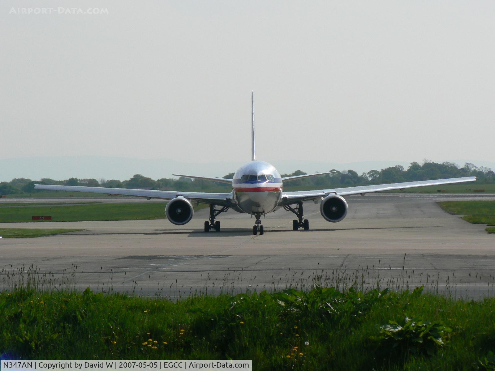 N347AN, 2003 Boeing 767-323 C/N 33086, Taxing out at Manchester