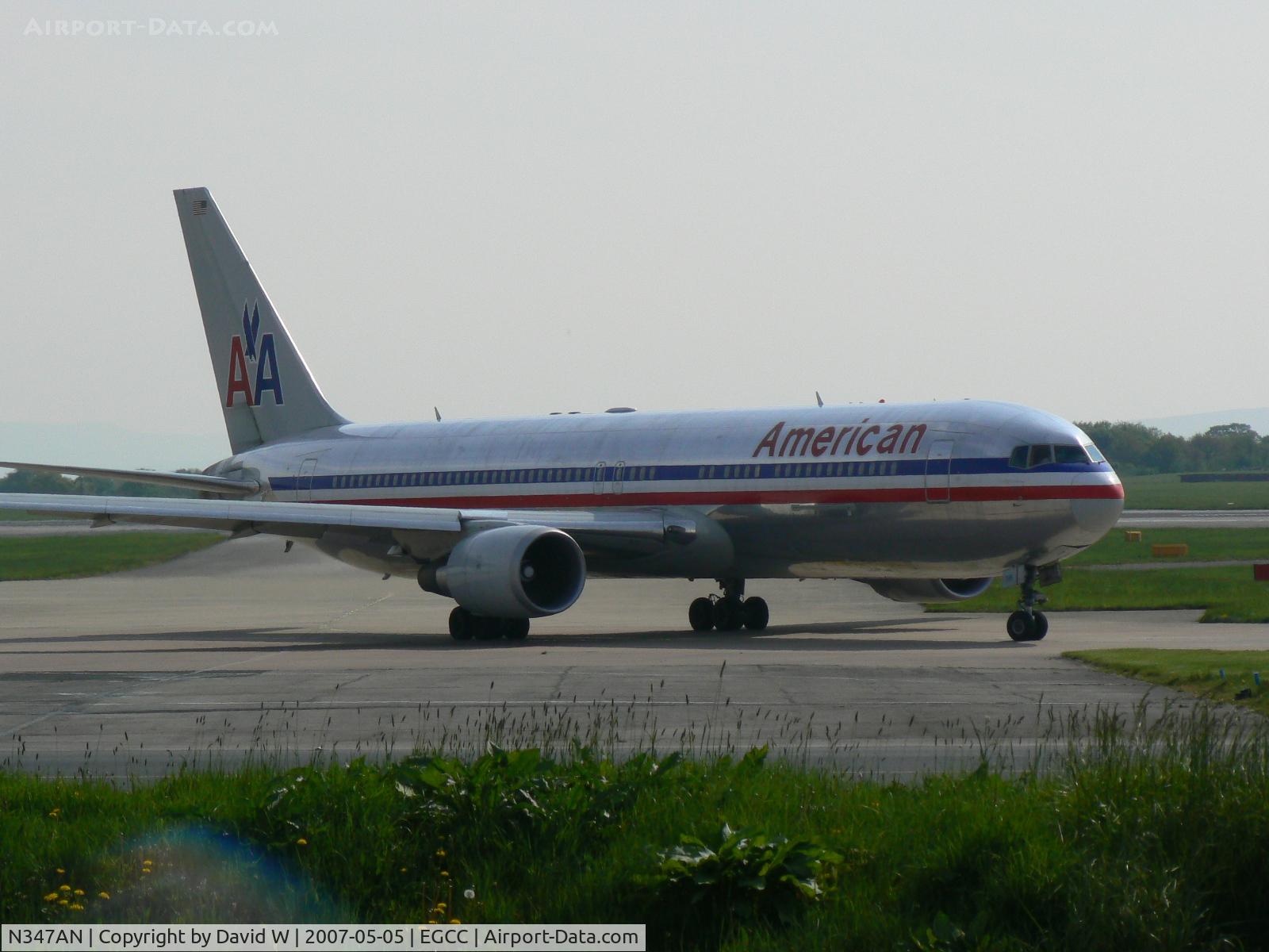 N347AN, 2003 Boeing 767-323 C/N 33086, Taxing out at Manchester