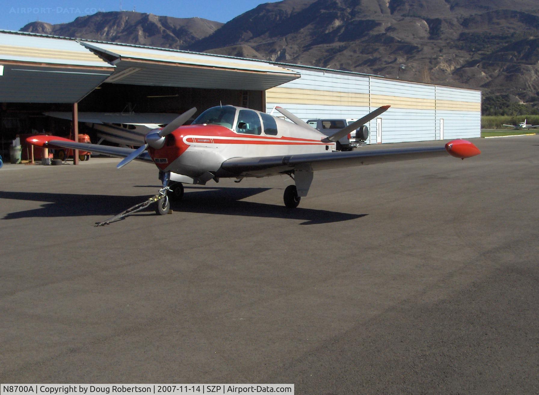 N8700A, 1949 Beech A35 Bonanza C/N D-2110, 1949 Beech A35 BONANZA, Continental E185 165/185 Hp, tip tanks, tailcone area maintenance, rudders removed