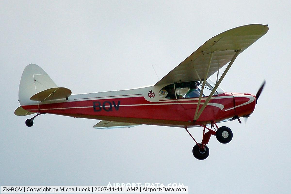 ZK-BQV, Piper PA-18 C/N 18-5546, Flying averhead Ardmore Aerodrome