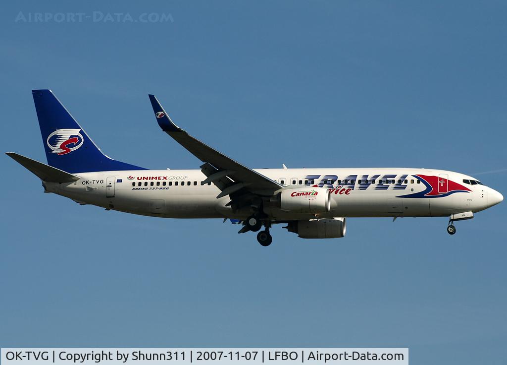 OK-TVG, 2007 Boeing 737-8Q8 C/N 30719, Landing rwy 14R