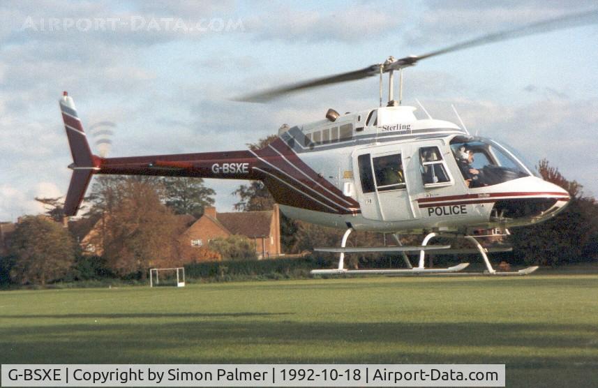 G-BSXE, 1973 Bell 206B JetRanger III C/N 1114, Jet Ranger landing at Wooton Hall Park, Northampton