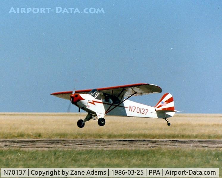 N70137, 1946 Piper J3C-65 Cub C/N 17116, At Pampa Airshow 1986