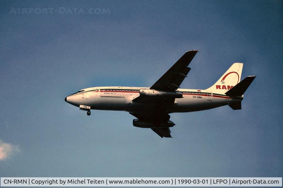 CN-RMN, 1983 Boeing 737-2B6C C/N 23050/975, Royal Air Maroc In final to Orly-Sud