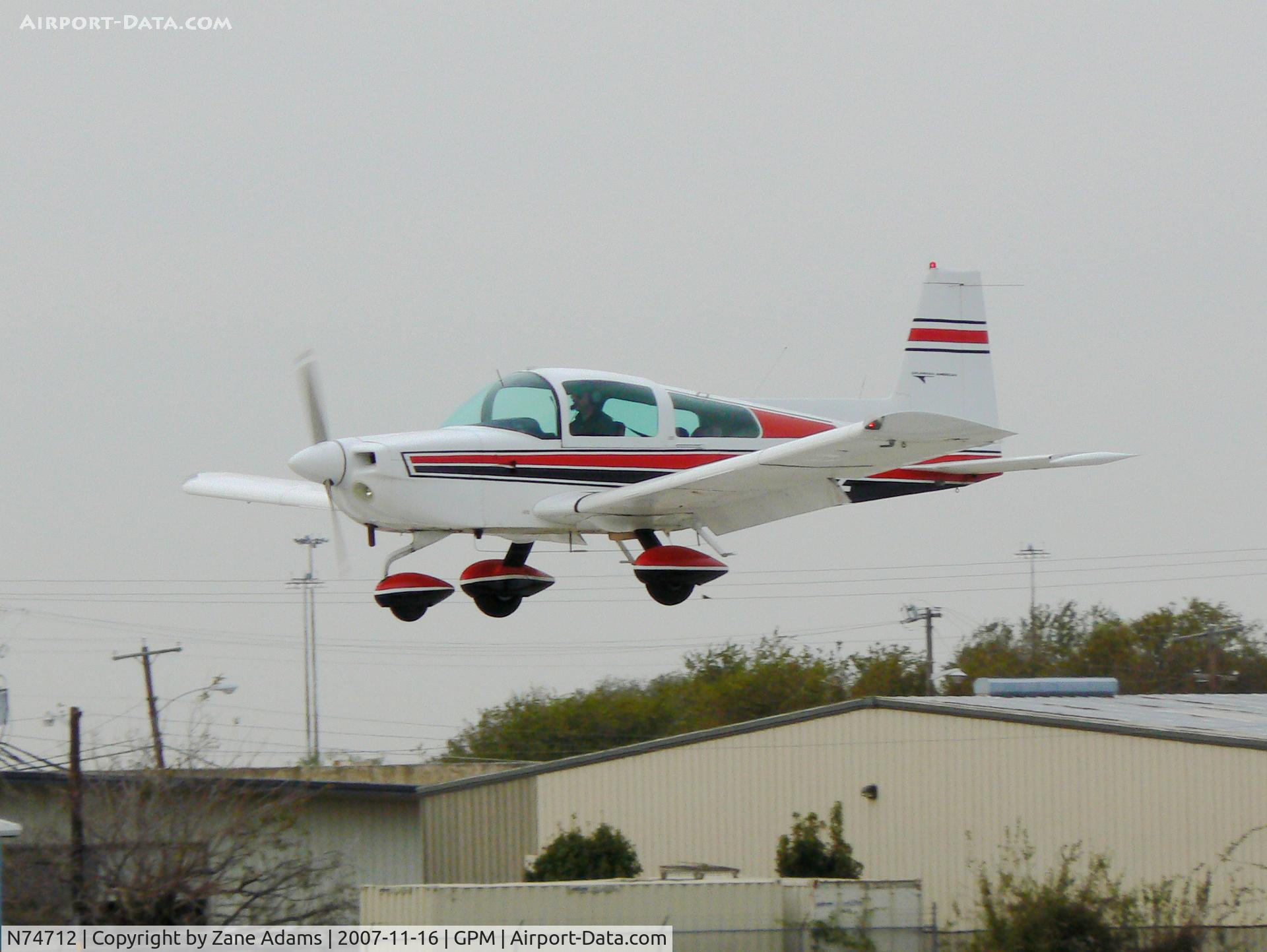 N74712, 1976 Grumman American AA-5B Tiger C/N AA5B0356, Landing at Grand Prairie Municpal