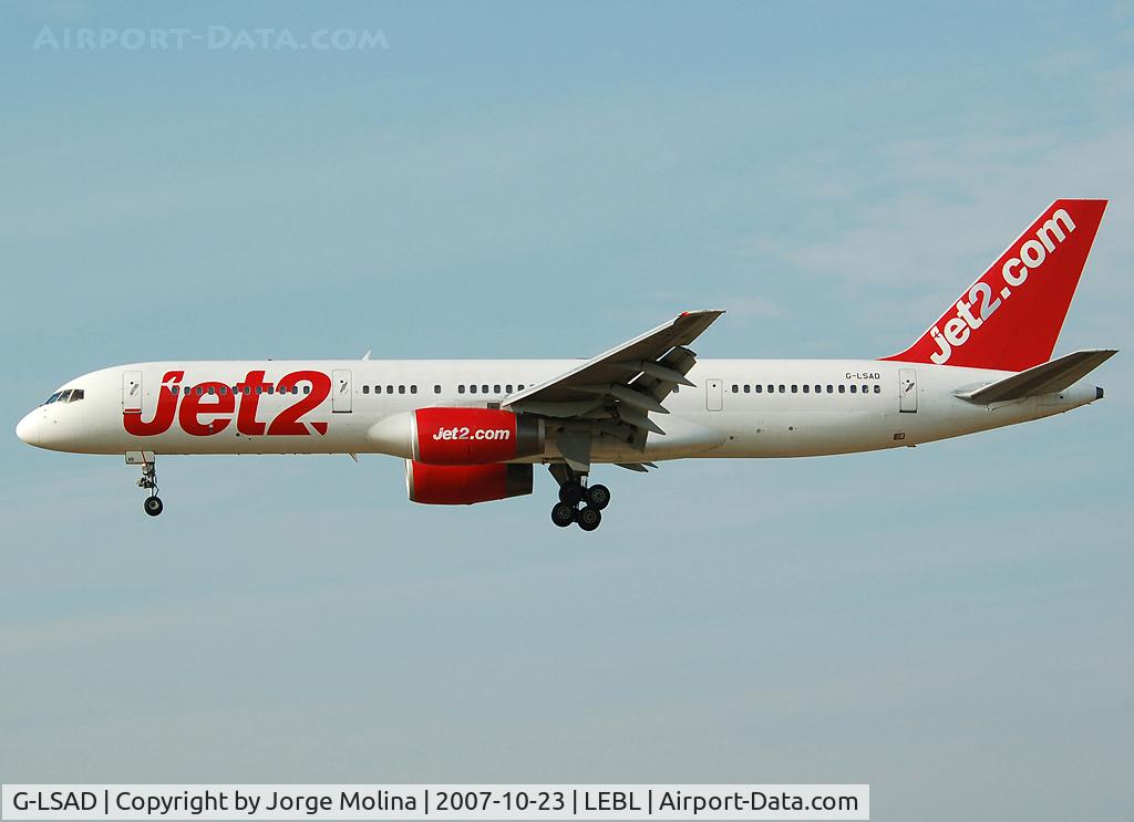 G-LSAD, 1989 Boeing 757-236 C/N 24397, On short final RWY 25R.