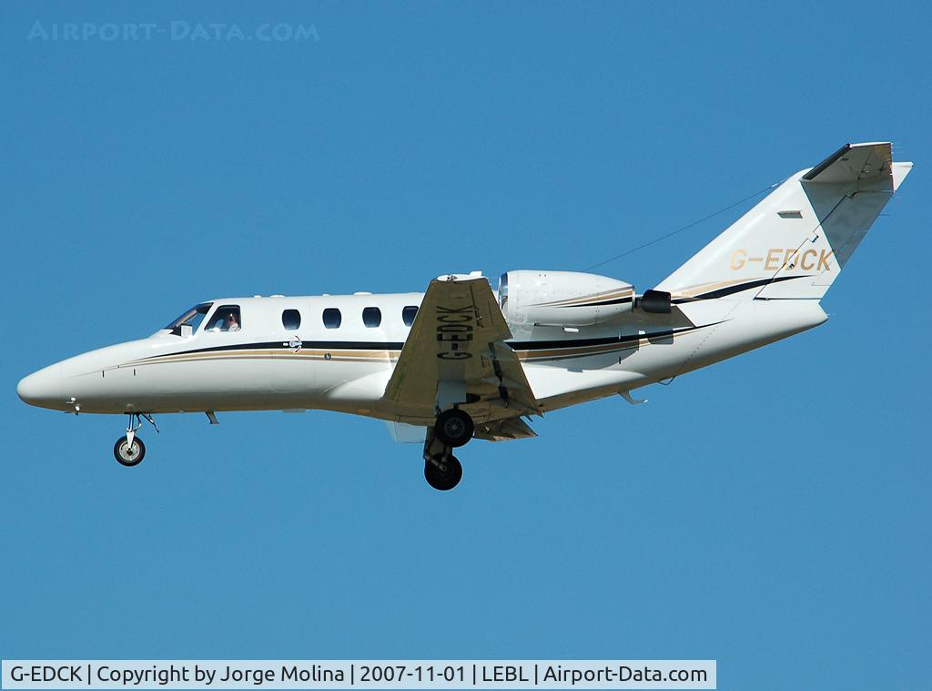 G-EDCK, 2003 Cessna 525 CitationJet CJ1 C/N 525-0510, Citation on final to RWY 25R.
