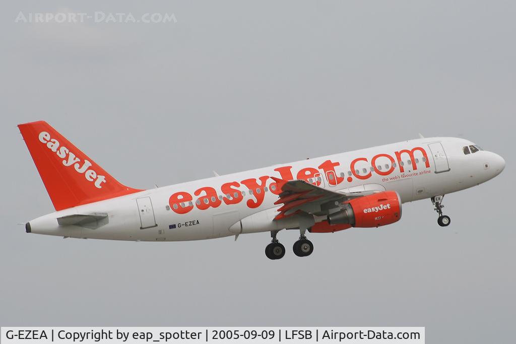 G-EZEA, 2003 Airbus A319-111 C/N 2119, departing to London Luton