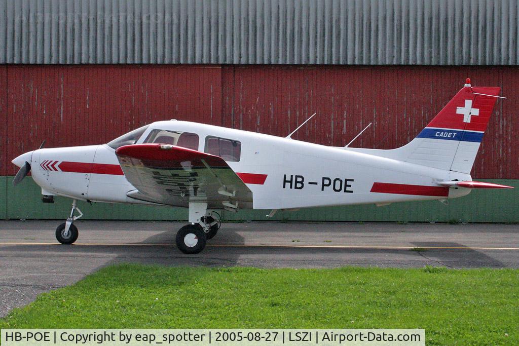 HB-POE, Piper PA-28-161 Cadet C/N 2841296, parked at Schupfart