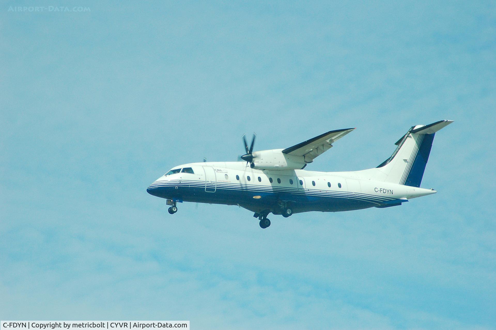 C-FDYN, 1998 Dornier 328-100 C/N 3096, operated by Central Mountain Air,landing in YVR,Aug.2007