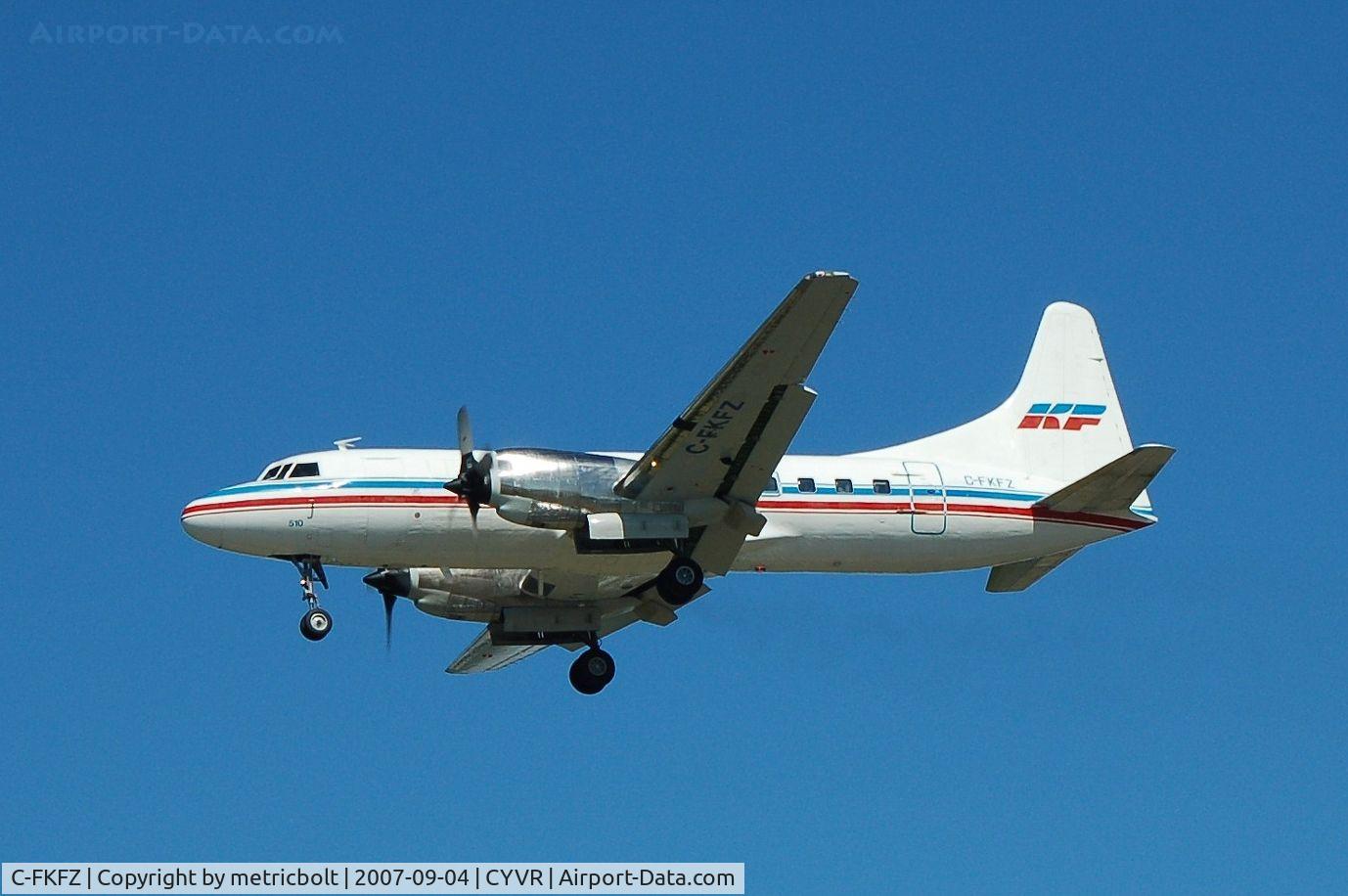 C-FKFZ, 1954 Convair 580(F) C/N 151, Kelowna Flightcraft landing in YVR