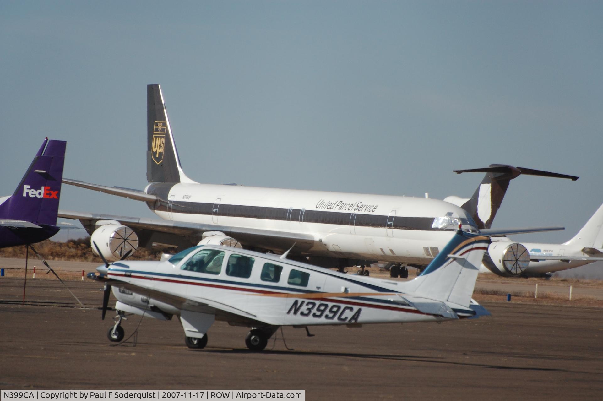 N399CA, 1988 Beech B36TC Bonanza C/N EA-478, N399CA sitting at the Roswell airport 17Nov07