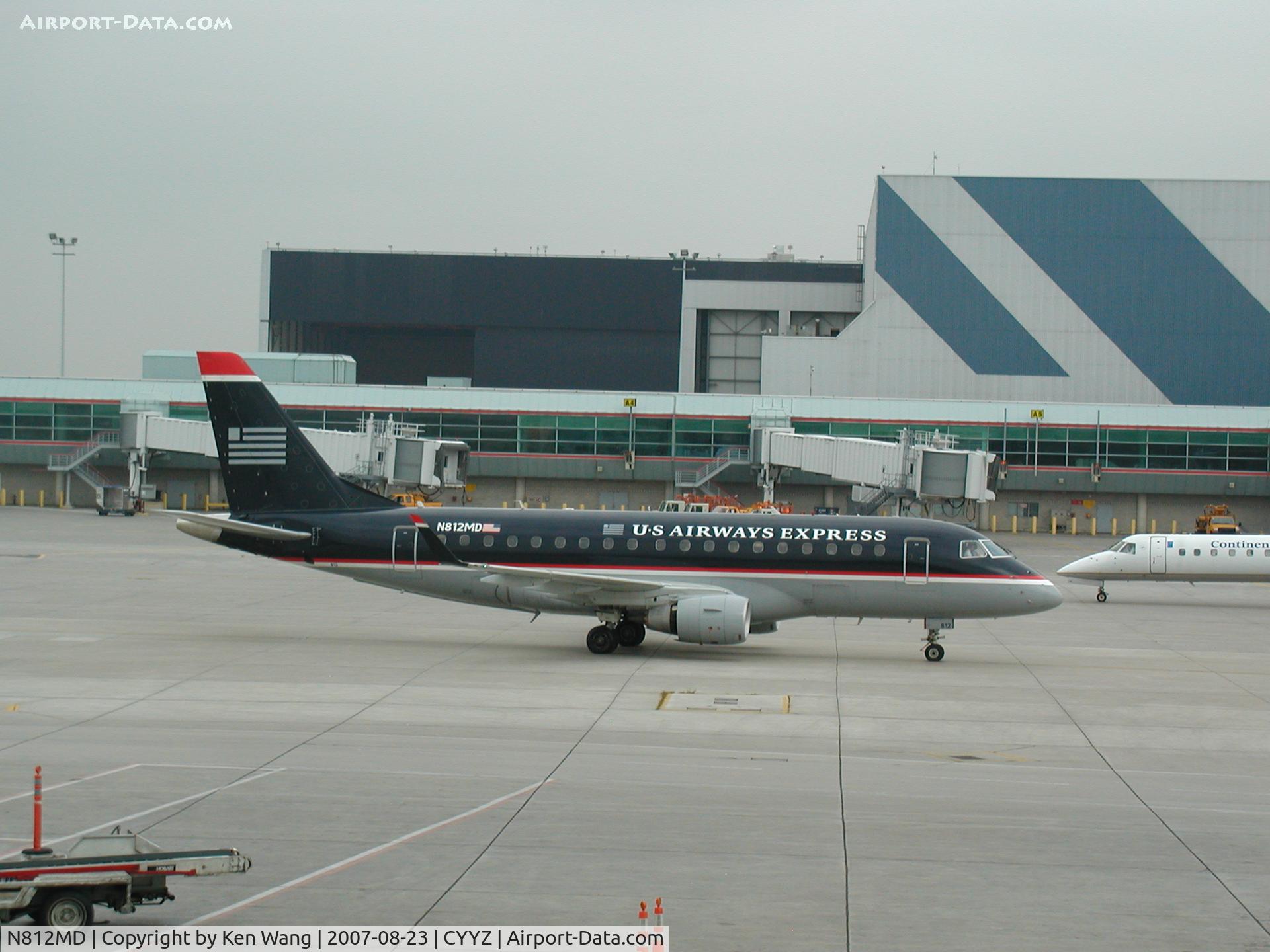 N812MD, 2004 Embraer 170SU (ERJ-170-100SU) C/N 17000030, US Airways ERJ 170 just arrived at Toronto Pearson Airport