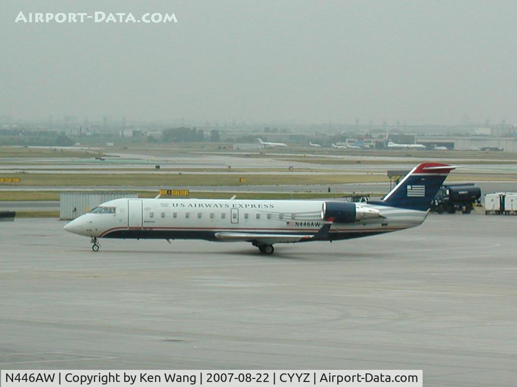 N446AW, 2003 Canadair CRJ-200LR (CL-600-2B19) C/N 7806, US Airways Bombardier CL-600 leaving Toronto Pearson Airport