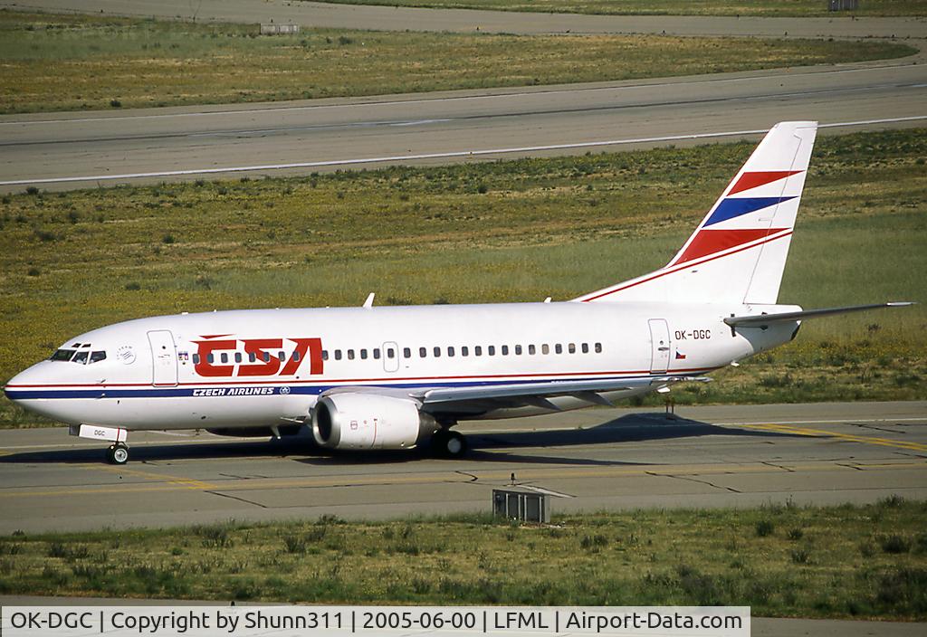 OK-DGC, 1998 Boeing 737-5L9 C/N 29235, Taxiing rwy 32R for departure...
