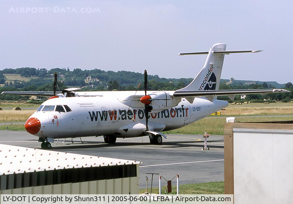 LY-DOT, 1990 ATR 42-300 C/N 176, Parked at the terminal