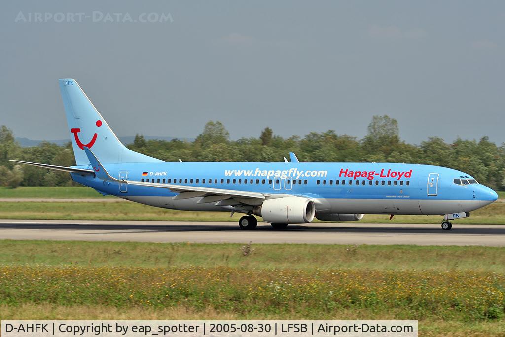 D-AHFK, 1999 Boeing 737-8K5 C/N 27991, departing rwy 16