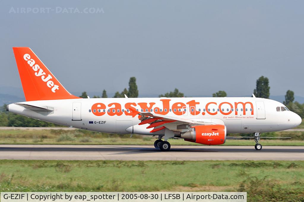 G-EZIF, 2005 Airbus A319-111 C/N 2450, departing to London Luton