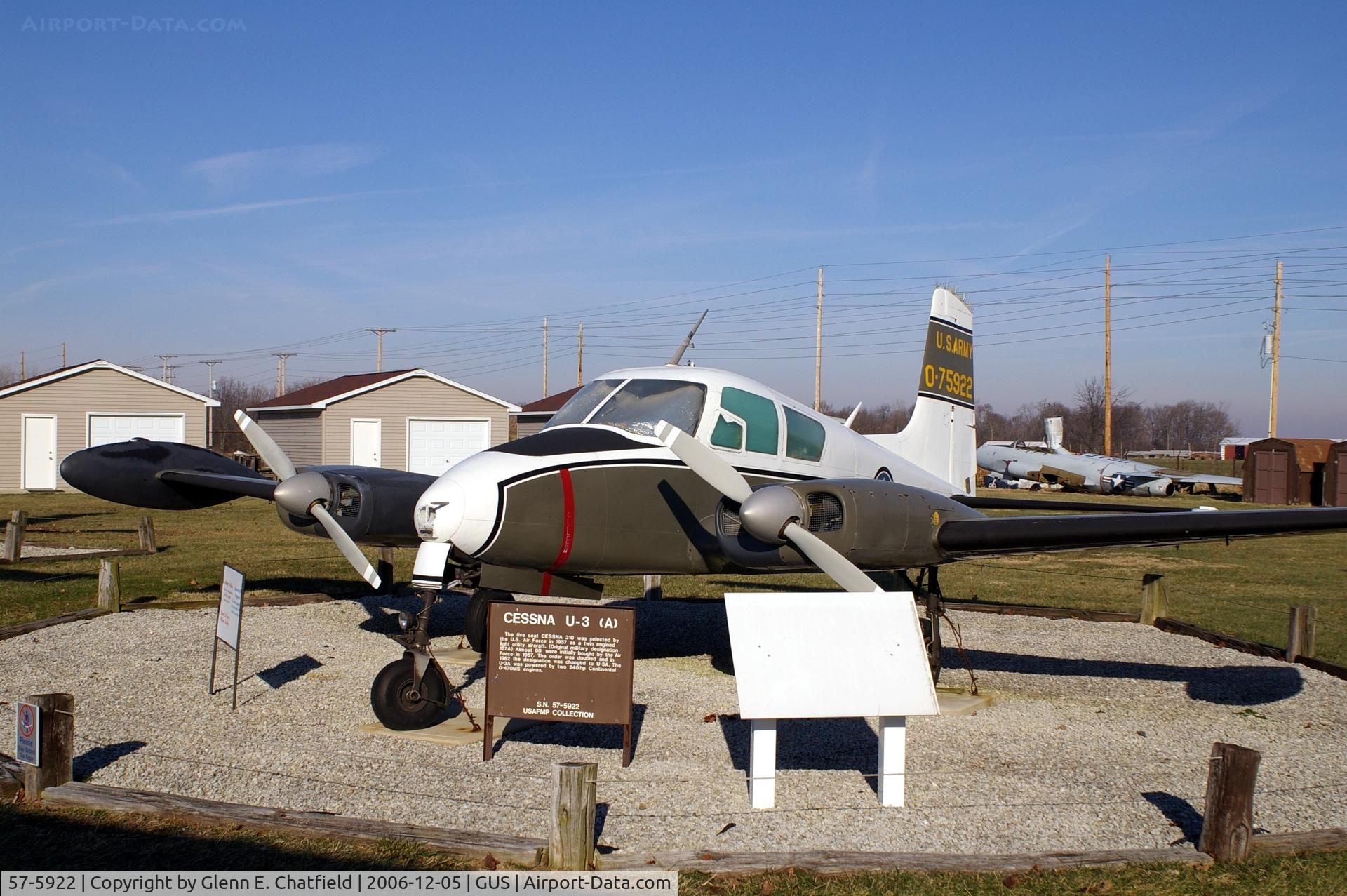 57-5922, 1957 Cessna U-3A Blue Canoe (310A) C/N 38077, U-3A at the Grissom AFB Museum