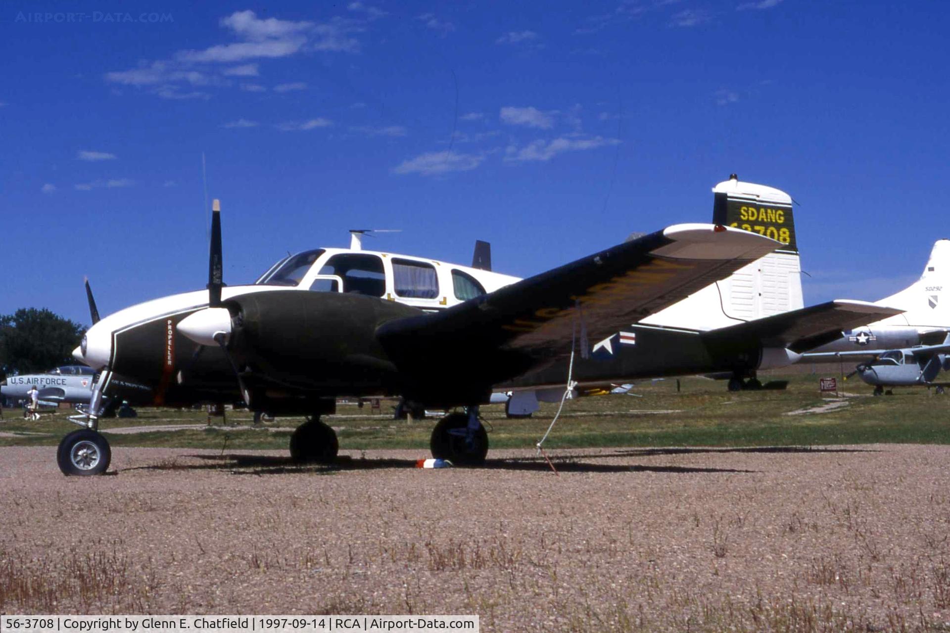 56-3708, 1957 Beech U-8D (L-23D) Seminole C/N LH-109, U-8D at the South Dakota Air & Space Museum