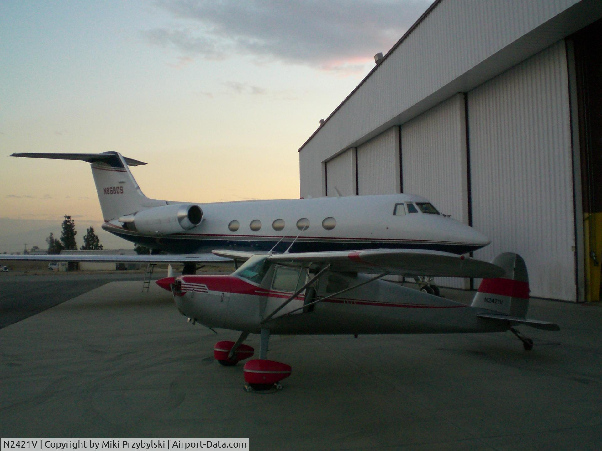 N2421V, 1948 Cessna 140 C/N 14668, Sitting at ONT in front of a GIIB