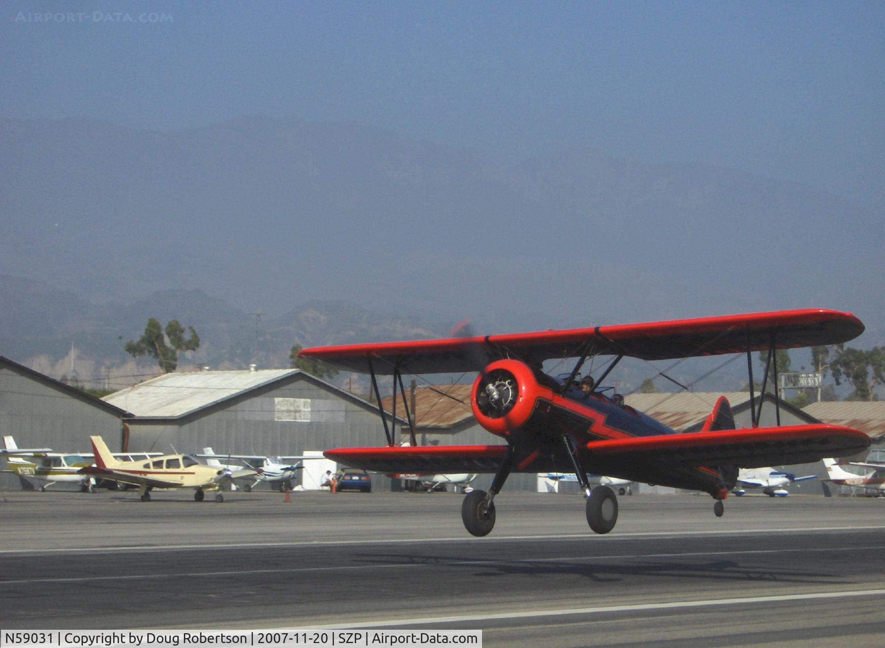 N59031, 1941 Boeing A75N1(PT17) C/N 75-3808, 1941 Boeing Stearman A75N1, Continental W670 220 Hp, liftoff Runway 22