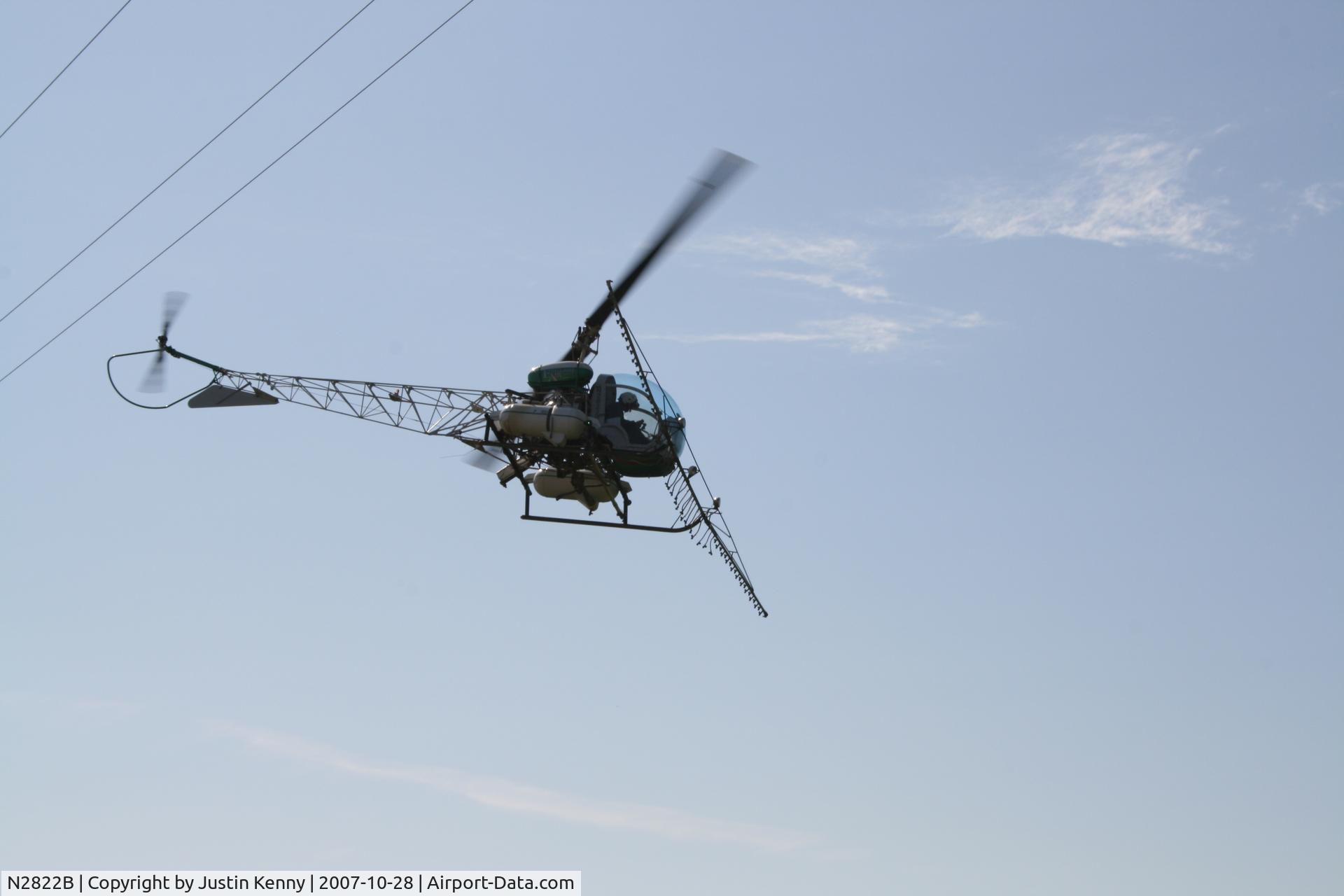 N2822B, 1956 Bell 47G-2 C/N 1470, N2822B crop dusting a field near Santa Maria, CA