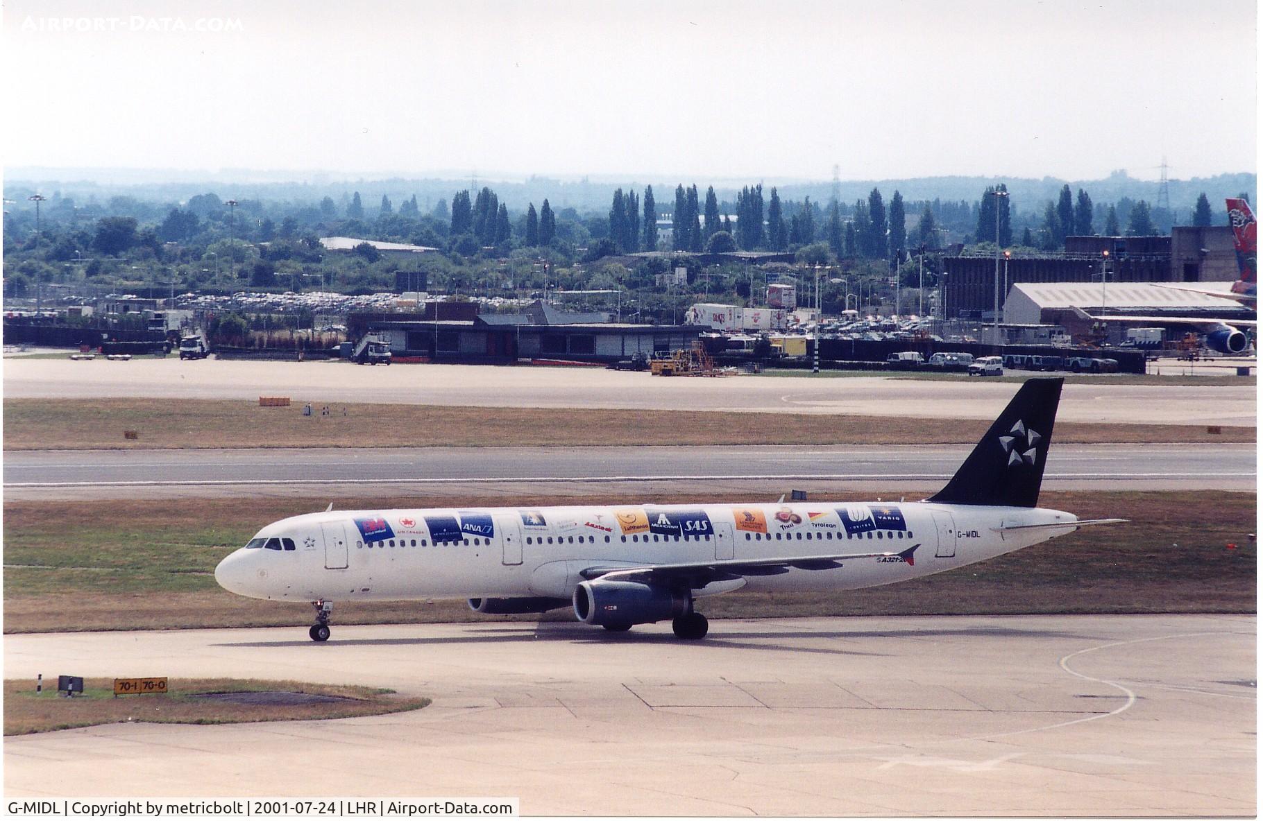 G-MIDL, 2000 Airbus A321-231 C/N 1174, Star Alliance colours in 2001