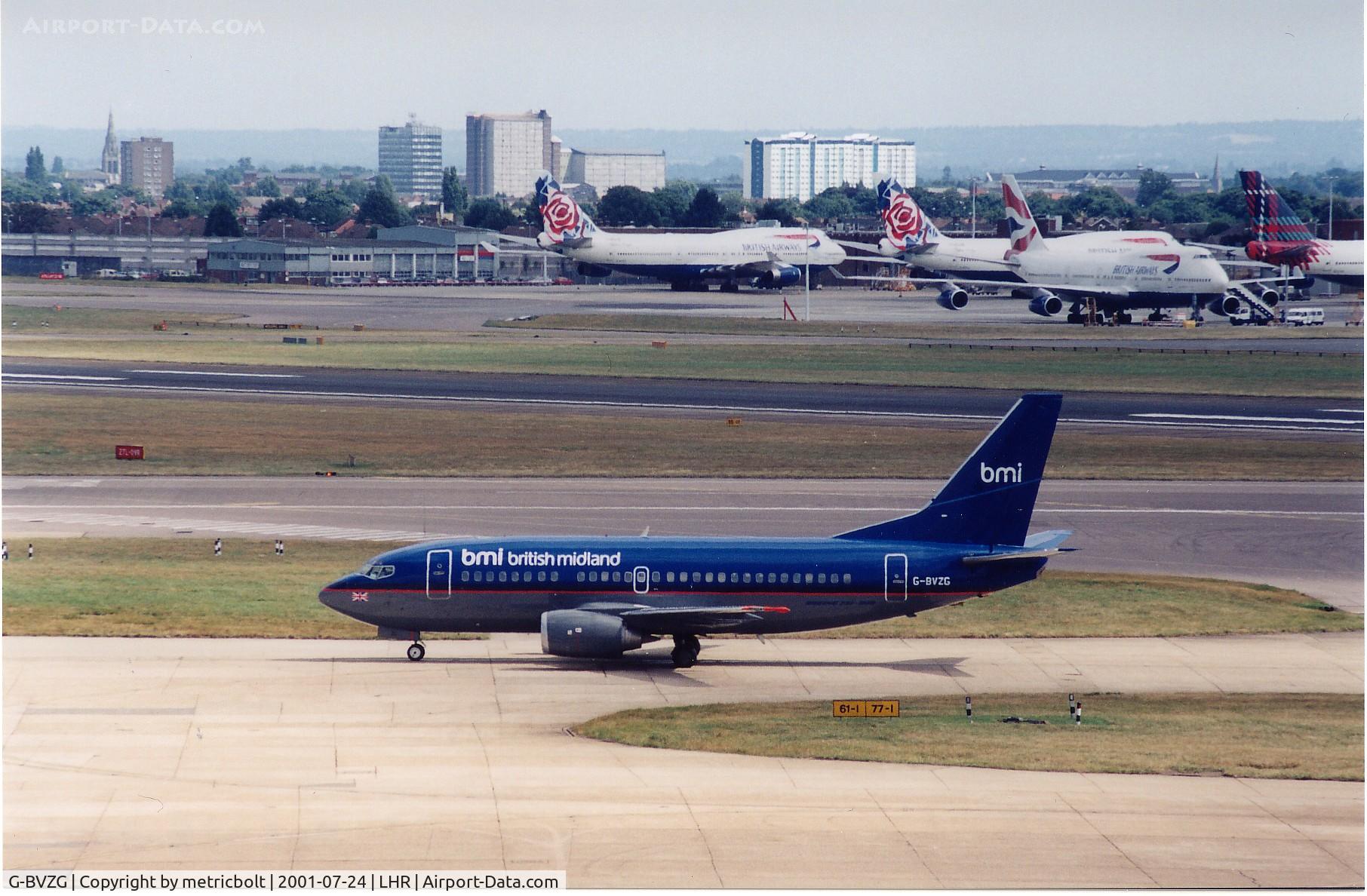 G-BVZG, 1991 Boeing 737-5Q8 C/N 25160, At LHR,jul.2001