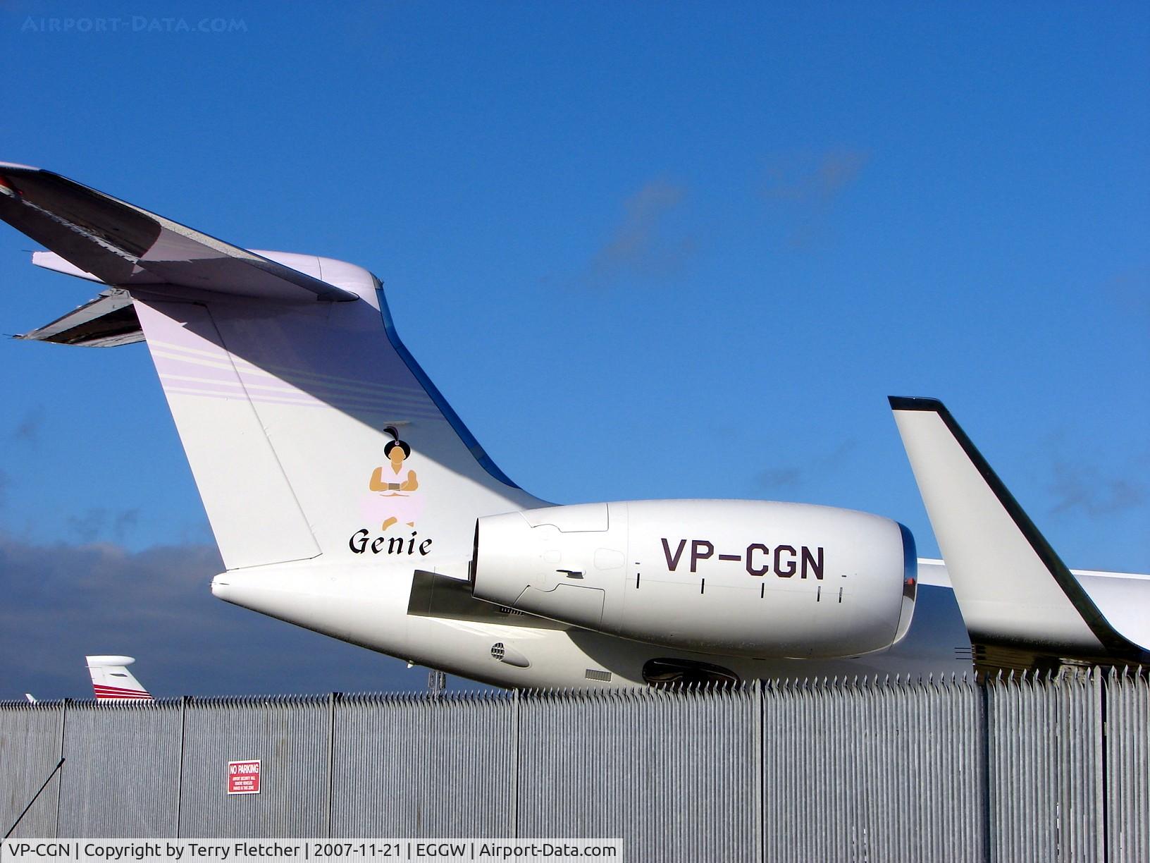 VP-CGN, 2007 Gulfstream Aerospace V-SP G550 C/N 5149, Displaying Genie Tail Art on this new G550